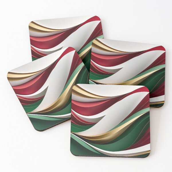 Item preview, Layered Curved Stripes in Christmas Colors of Red Green White and Gold Forming Elegant Festive Art Pattern designed and sold by Mimoshi ⭐⭐⭐⭐⭐.