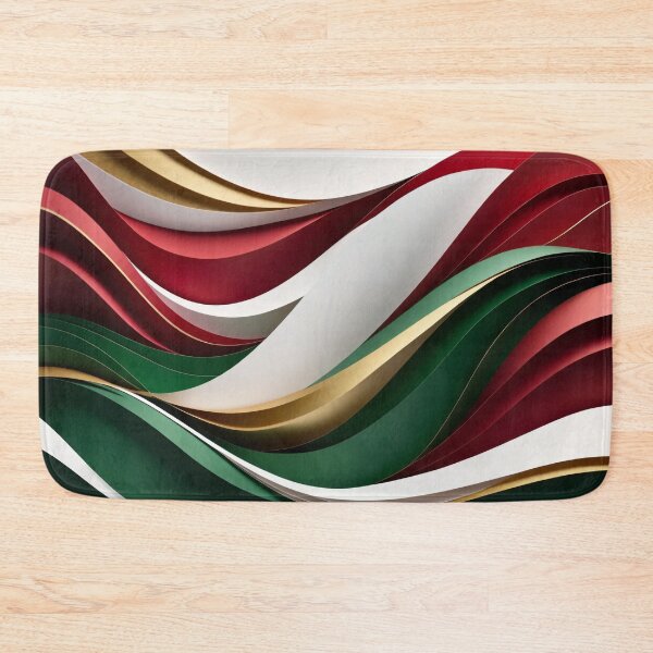 Item preview, Layered Curved Stripes in Christmas Colors of Red Green White and Gold Forming Elegant Festive Art Pattern designed and sold by Mimoshi ⭐⭐⭐⭐⭐.