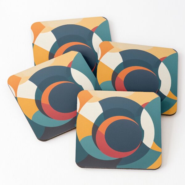 Item preview, Modern Abstract Geometric Circles in Bold Colors of Blue Orange and Red Creating Dynamic Minimal Art Design designed and sold by Mimoshi ⭐⭐⭐⭐⭐.