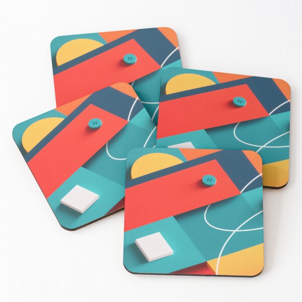 Item preview, Modern Abstract Geometric Design with Colorful Shapes in Red Blue Yellow and Teal Minimal Art Style designed and sold by Mimoshi ⭐⭐⭐⭐⭐.