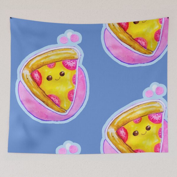 Item preview, Thinking of Pizza kawaii watercolor illustration food art  designed and sold by happiartworks .
