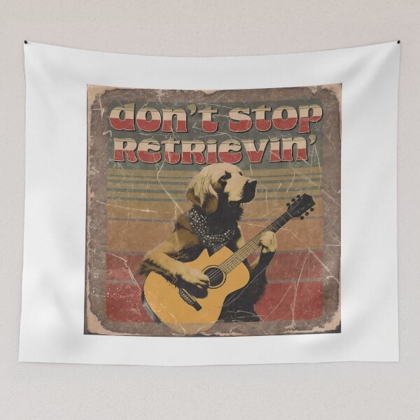 Item preview, Don’t Stop Retrievin’ Classic rock lyric parody with retro golden retriever. designed and sold by Tong4130.