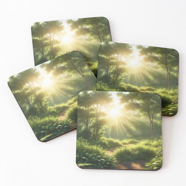 Item preview, Sunlight Shining Through Lush Green Forest Trees Creating Peaceful Nature Path and Morning Serenity Scene designed and sold by Mimoshi ⭐⭐⭐⭐⭐.
