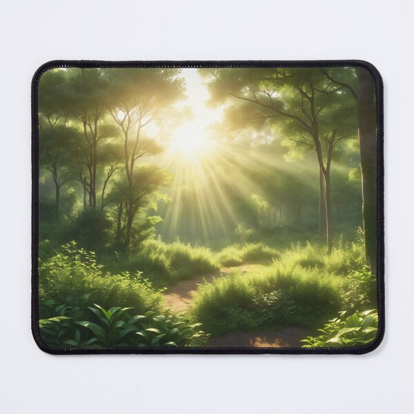 Item preview, Sunlight Shining Through Lush Green Forest Trees Creating Peaceful Nature Path and Morning Serenity Scene designed and sold by Mimoshi ⭐⭐⭐⭐⭐.