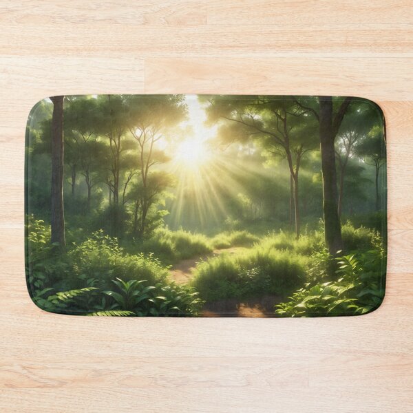 Item preview, Sunlight Shining Through Lush Green Forest Trees Creating Peaceful Nature Path and Morning Serenity Scene designed and sold by Mimoshi ⭐⭐⭐⭐⭐.