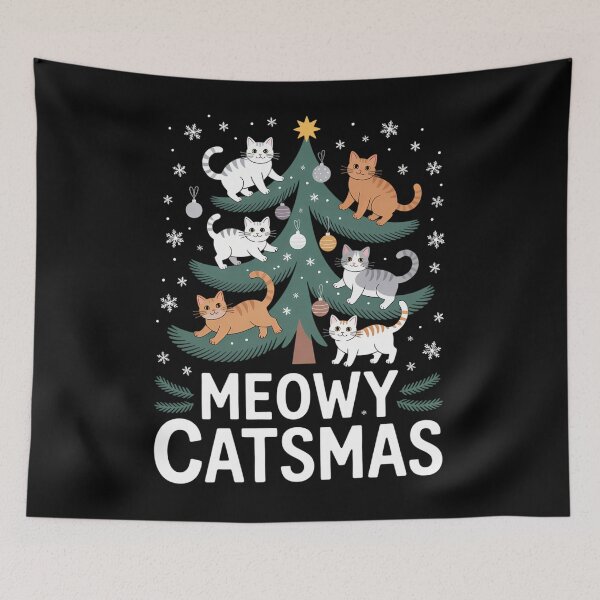 Item preview, Meowy Catmas Cat Christmas Tree Xmas Funny Santa Cat designed and sold by JulienAureo.