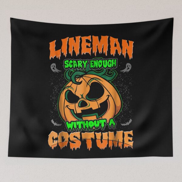 Item preview, Lineman Scary Enough Without A Costume Funny Halloween Pumpkin T-Shirt designed and sold by Jone Cham.