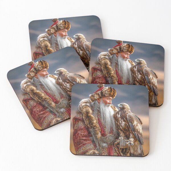 Item preview, Elderly Man in Traditional Garb with Majestic Eagle designed and sold by Artessie.