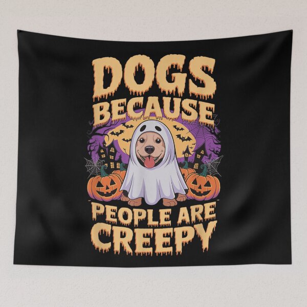 Item preview, Dogs Because People Are Creepy Funny Dog Ghost Halloween T-Shirt designed and sold by Jone Cham.