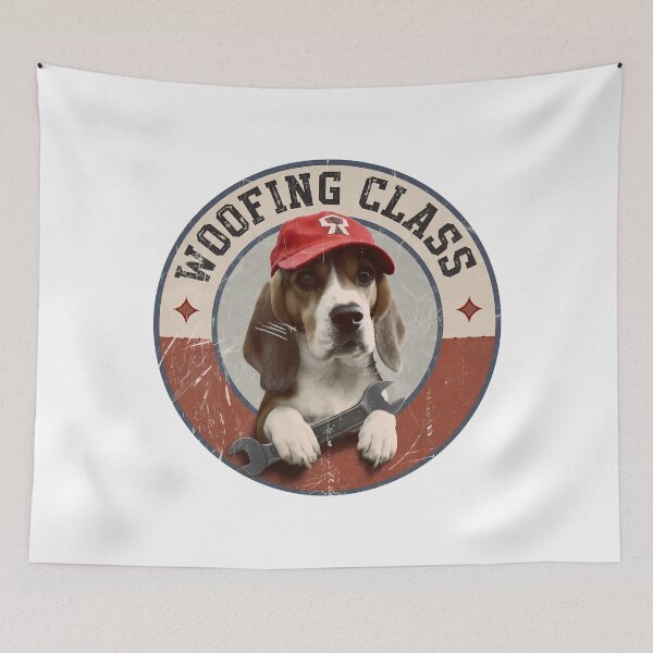 Item preview, Woofing Class Hero Vintage parody of working-class hero dog in 70s style. designed and sold by Tong4130.