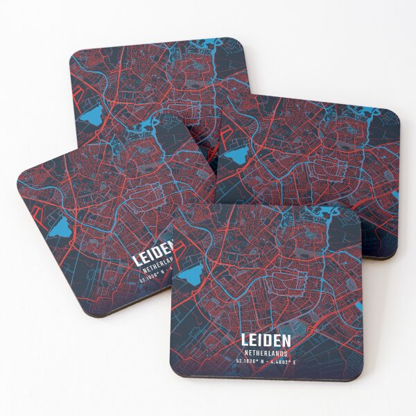 Item preview, Leiden Red & Blue Minimalist Map designed and sold by HomeLivingCo.