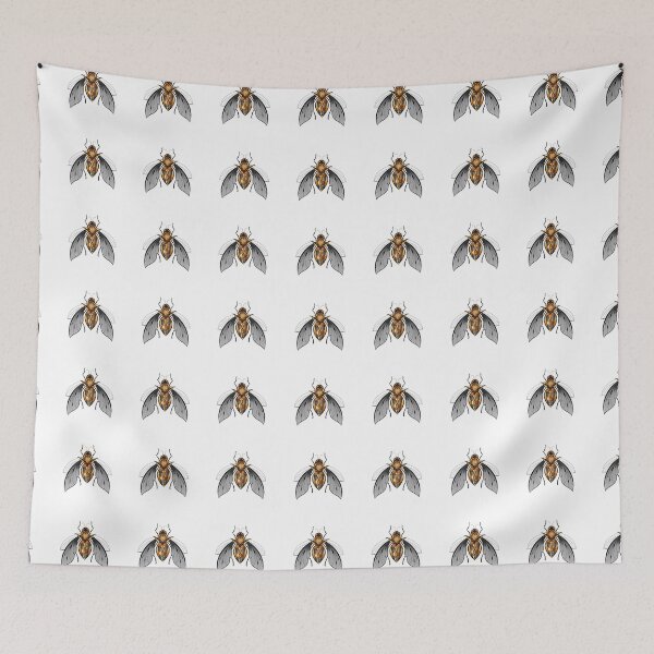 Item preview, Ornate Golden Bee Halo: Mystical Insect Art on Black Background designed and sold by Vikiink.
