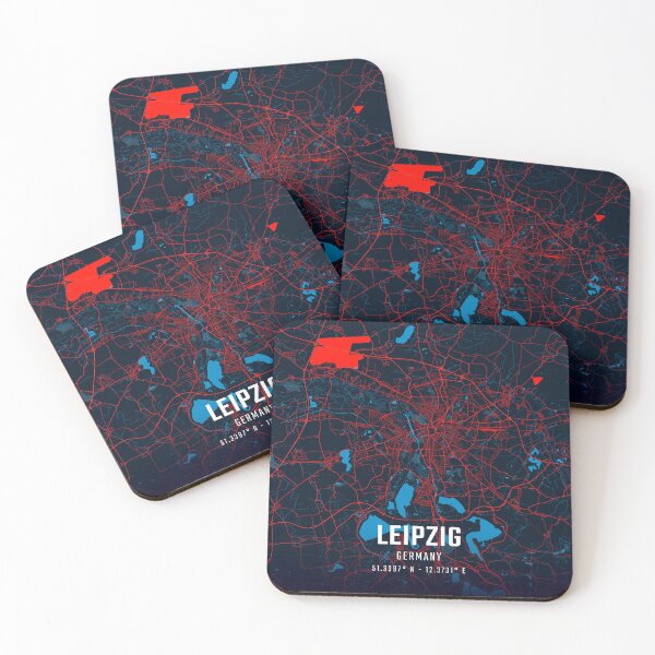 Item preview, Leipzig Red & Blue Minimalist Map designed and sold by HomeLivingCo.