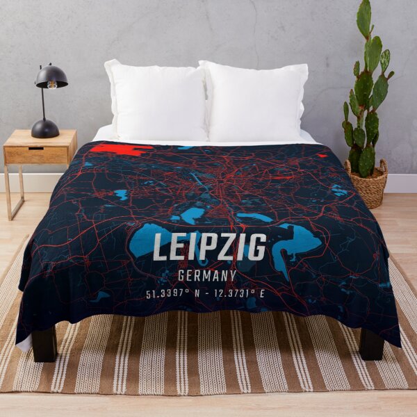 Item preview, Leipzig Red & Blue Minimalist Map designed and sold by HomeLivingCo.