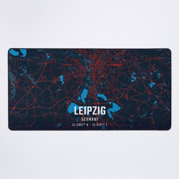 Item preview, Leipzig Red & Blue Minimalist Map designed and sold by HomeLivingCo.