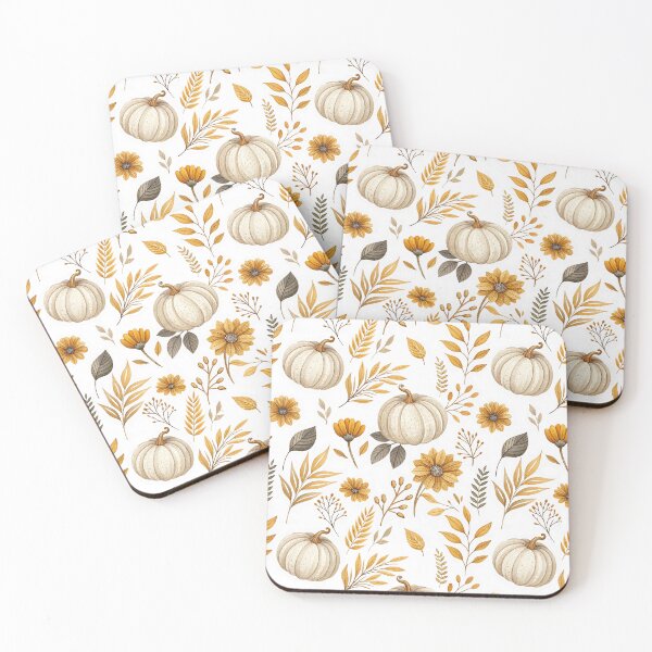 Item preview, A warm and beautiful autumn design with pumpkins, amber leaves and flowers designed and sold by Merrylands Artshop.