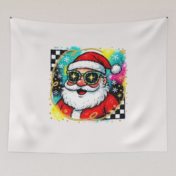 Item preview, Cool Santa With Neon Glasses Christmas Art designed and sold by TalalosART.