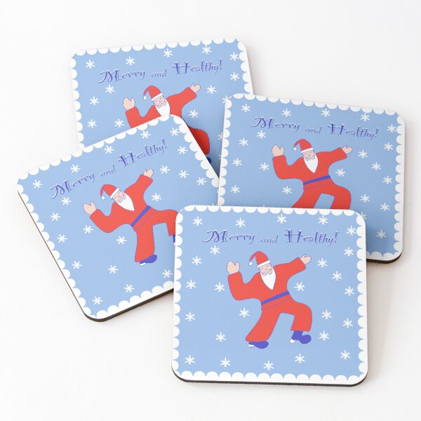 Item preview, Dancing HEALTHY SANTA CHRISTMAS, LIGHT BLUE background designed and sold by WONDERPRINTVALLEY.