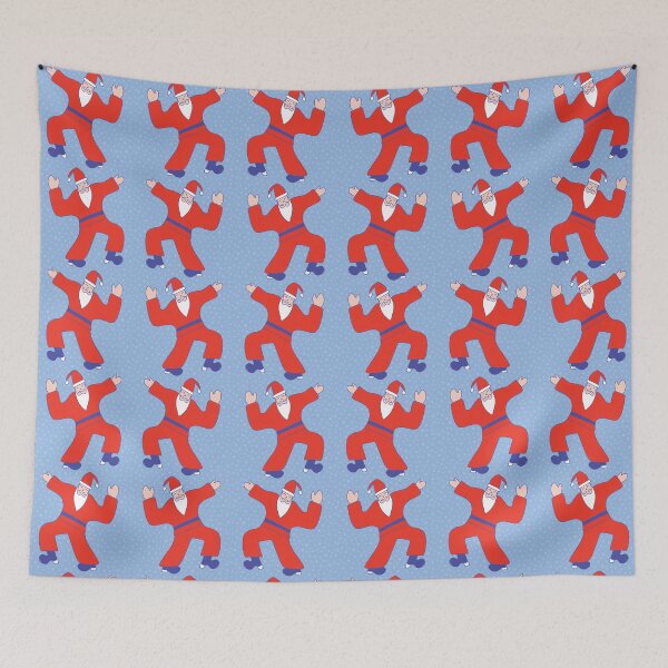 Item preview, Dancing HEALTHY SANTA CHRISTMAS, LIGHT BLUE background designed and sold by WONDERPRINTVALLEY.