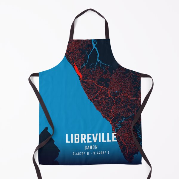 Item preview, Libreville Red & Blue Minimalist Map designed and sold by HomeLivingCo.