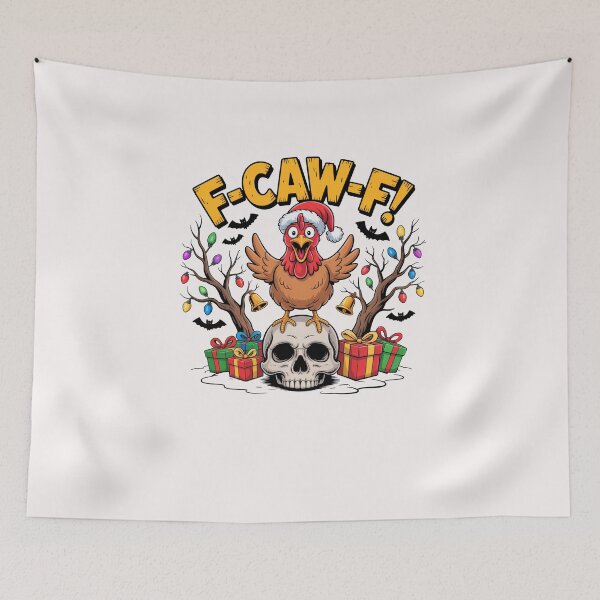 Item preview, F-Caw-F Funny Chicken Christmas Skull Design designed and sold by TalalosART.