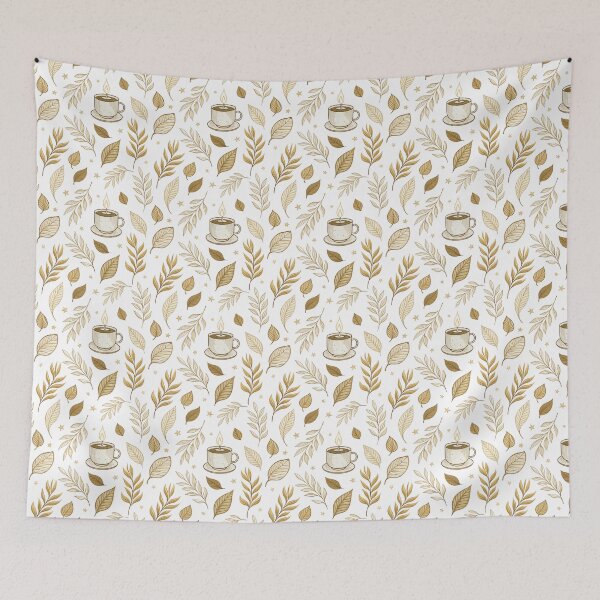 Item preview, Cozy and neutral fall pattern design with candles and leaves designed and sold by Merrylands Artshop.