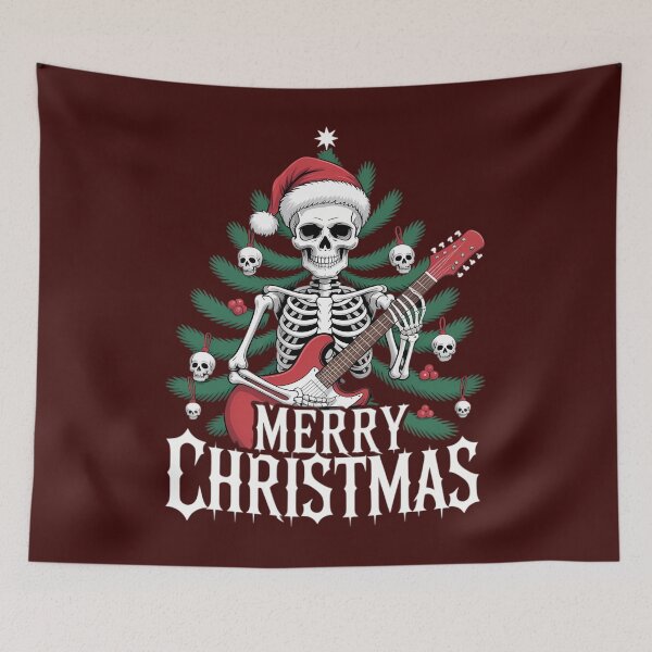 Item preview, Merry Christmas Skeleton Guitarist Fun and Festive designed and sold by tabdejinti.