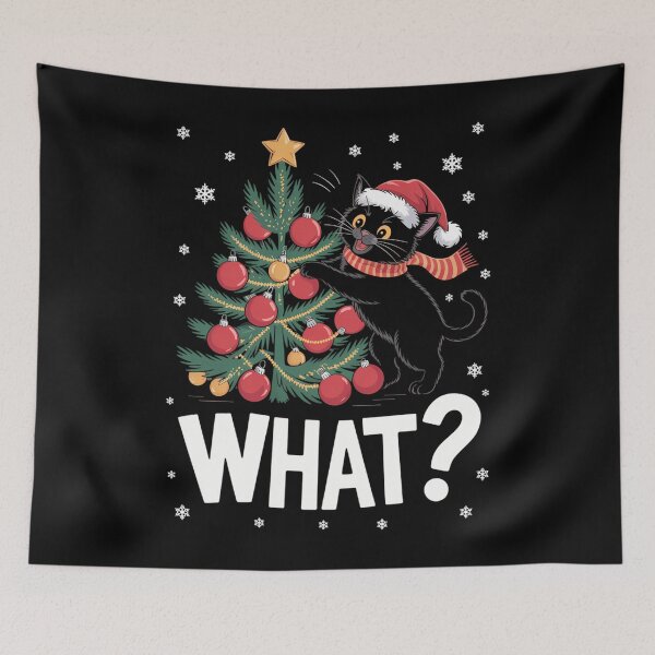 Item preview, Funny Cat Pushing Christmas Tree Xmas designed and sold by Turbotine.