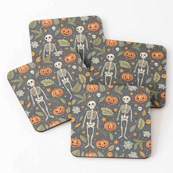 Item preview, Spooky skeletons and pumpkins in October designed and sold by Merrylands Artshop.