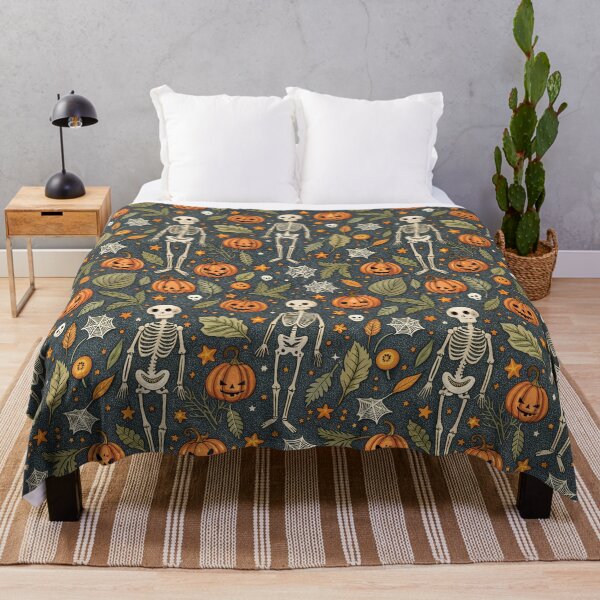 Item preview, Spooky skeletons and pumpkins in October designed and sold by Merrylands Artshop.