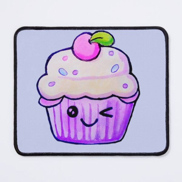 Item preview, A Winking Kawaii Cupcake Watercolor food illustration Art designed and sold by happiartworks .
