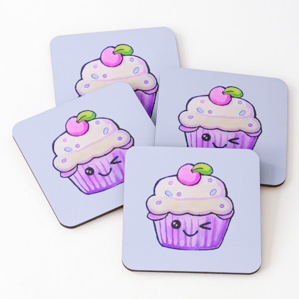 Item preview, A Winking Kawaii Cupcake Watercolor food illustration Art designed and sold by happiartworks .