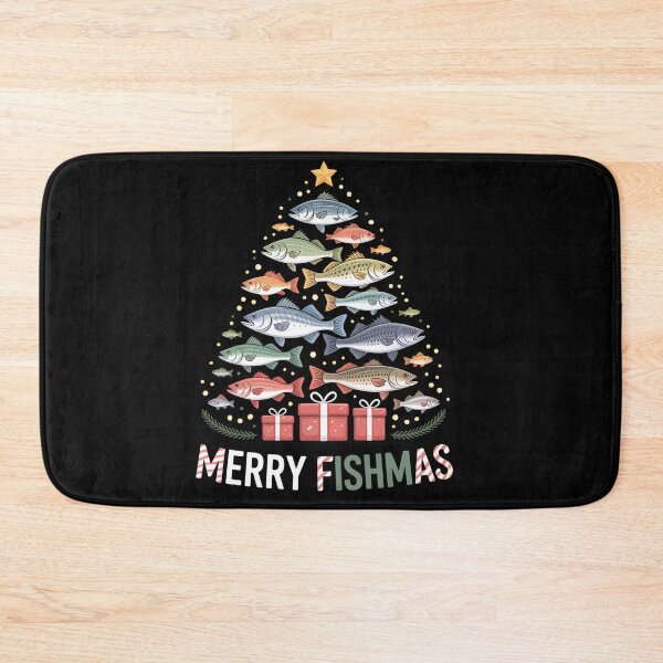Item preview, Merry Fishmas Funny Christmas Tree Lights Fishing Rod Fish designed and sold by tabdejinti.