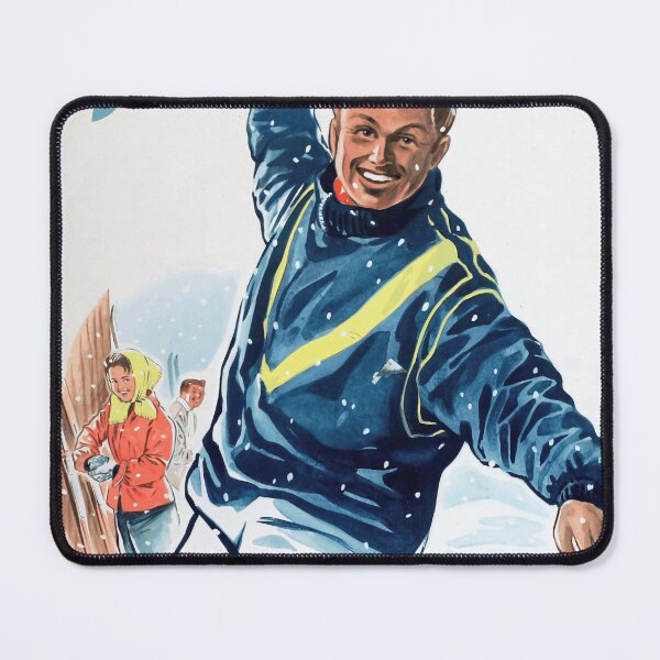 Item preview, Vintage Winter Art Print | 1958 Paul Rosié Poster | Snowy Scene with Family Fun & Energy Conservation Message designed and sold by artofuniverse.