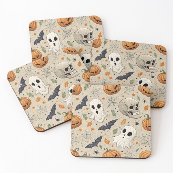 Item preview, Cute and spooky ghosts and skulls in Halloween designed and sold by Merrylands Artshop.