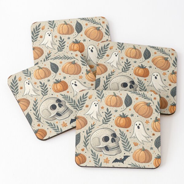 Item preview, Cute ghosts and spooky skulls in Halloween designed and sold by Merrylands Artshop.