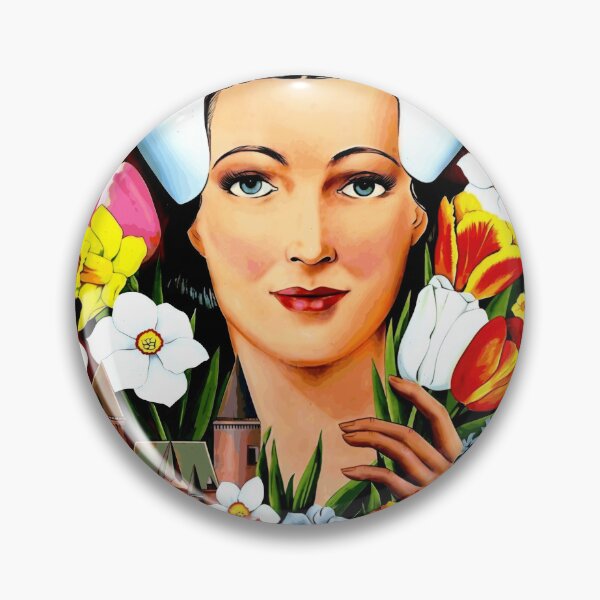 Item preview, Vintage Keukenhof Gardens Poster | Dutch Floral Art | 1953 Spring in Lisse | Traditional Woman & Flowers | Retro Wall Decor designed and sold by artofuniverse.