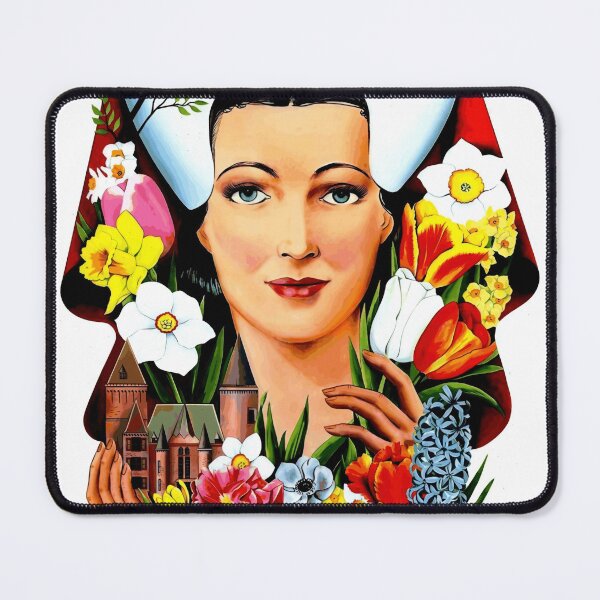 Item preview, Vintage Keukenhof Gardens Poster | Dutch Floral Art | 1953 Spring in Lisse | Traditional Woman & Flowers | Retro Wall Decor designed and sold by artofuniverse.