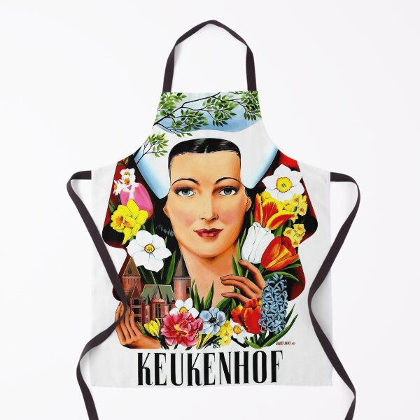 Item preview, Vintage Keukenhof Gardens Poster | Dutch Floral Art | 1953 Spring in Lisse | Traditional Woman & Flowers | Retro Wall Decor designed and sold by artofuniverse.