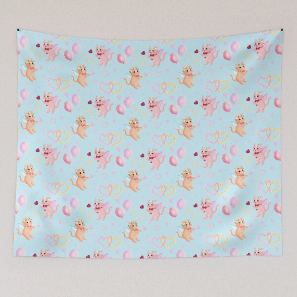 Item preview, Valentine Cupid Cats Seamless designed and sold by KJackArtwork.