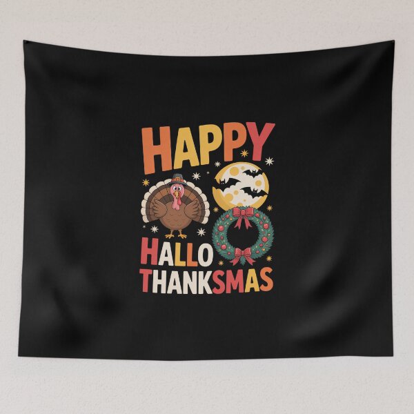 Item preview, Happy Hallothanksmas Halloween Thanksgiving Christmas designed and sold by DeadlockCrew.
