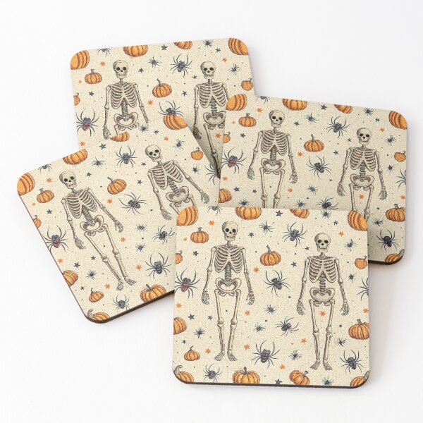 Item preview, Spooky Halloween skeletons with spiders designed and sold by Merrylands Artshop.