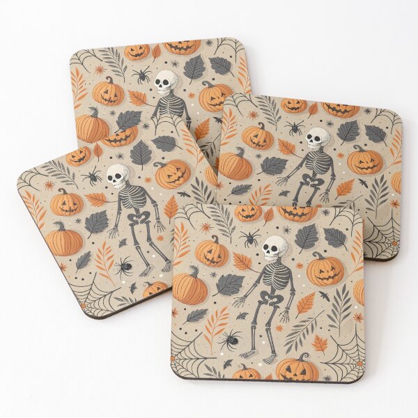 Item preview, Spooky skeleton and pumpkins for Halloween designed and sold by Merrylands Artshop.