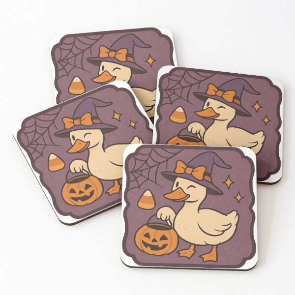 Item preview, Cute Witch Duck with Pumpkin Bucket – Adorable Halloween Cartoon Design designed and sold by RuweisVibes.