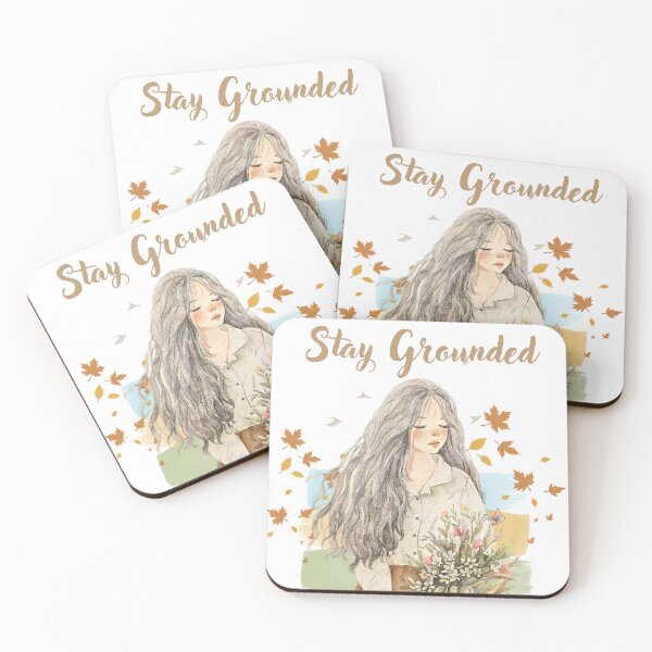 Item preview, Stay Grounded Aesthetic T-Shirt – Minimalist Girl Sketch with Flowers and Multicolor Abstract Shapes designed and sold by YasirHamidDesigns .
