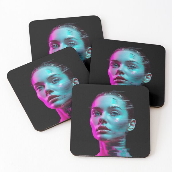 Item preview, Futuristic Glitch Portrait – Neon Cyber Aesthetic Art designed and sold by bgrzblkdigital.