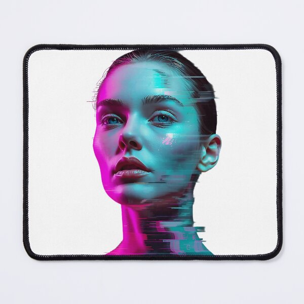 Item preview, Futuristic Glitch Portrait – Neon Cyber Aesthetic Art designed and sold by bgrzblkdigital.
