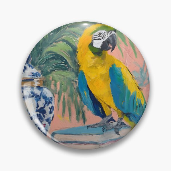 Item preview, Macaw and ginger jar oil painting designed and sold by SophieClimaArt.