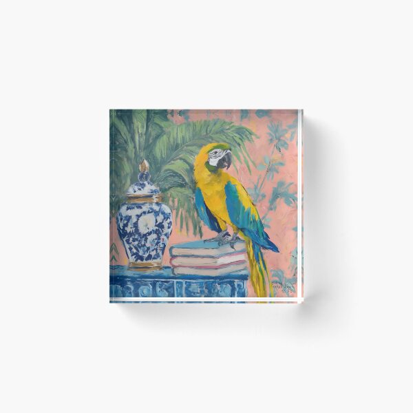Item preview, Macaw and ginger jar oil painting designed and sold by SophieClimaArt.