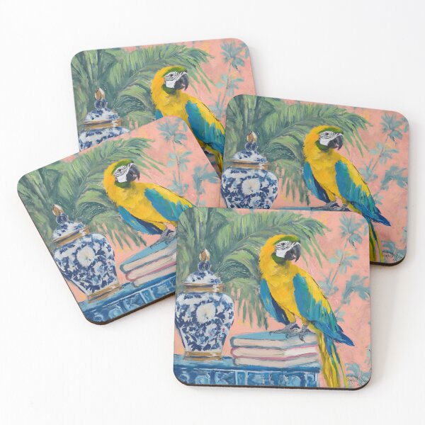 Item preview, Macaw and ginger jar oil painting designed and sold by SophieClimaArt.